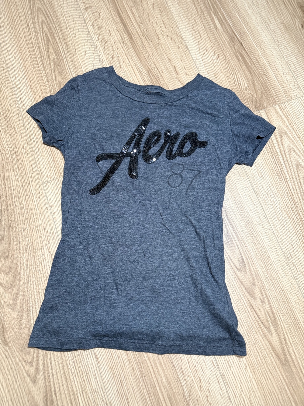 Aeropostale Gray 'Aero 87' Sequin Logo Tee - Women's